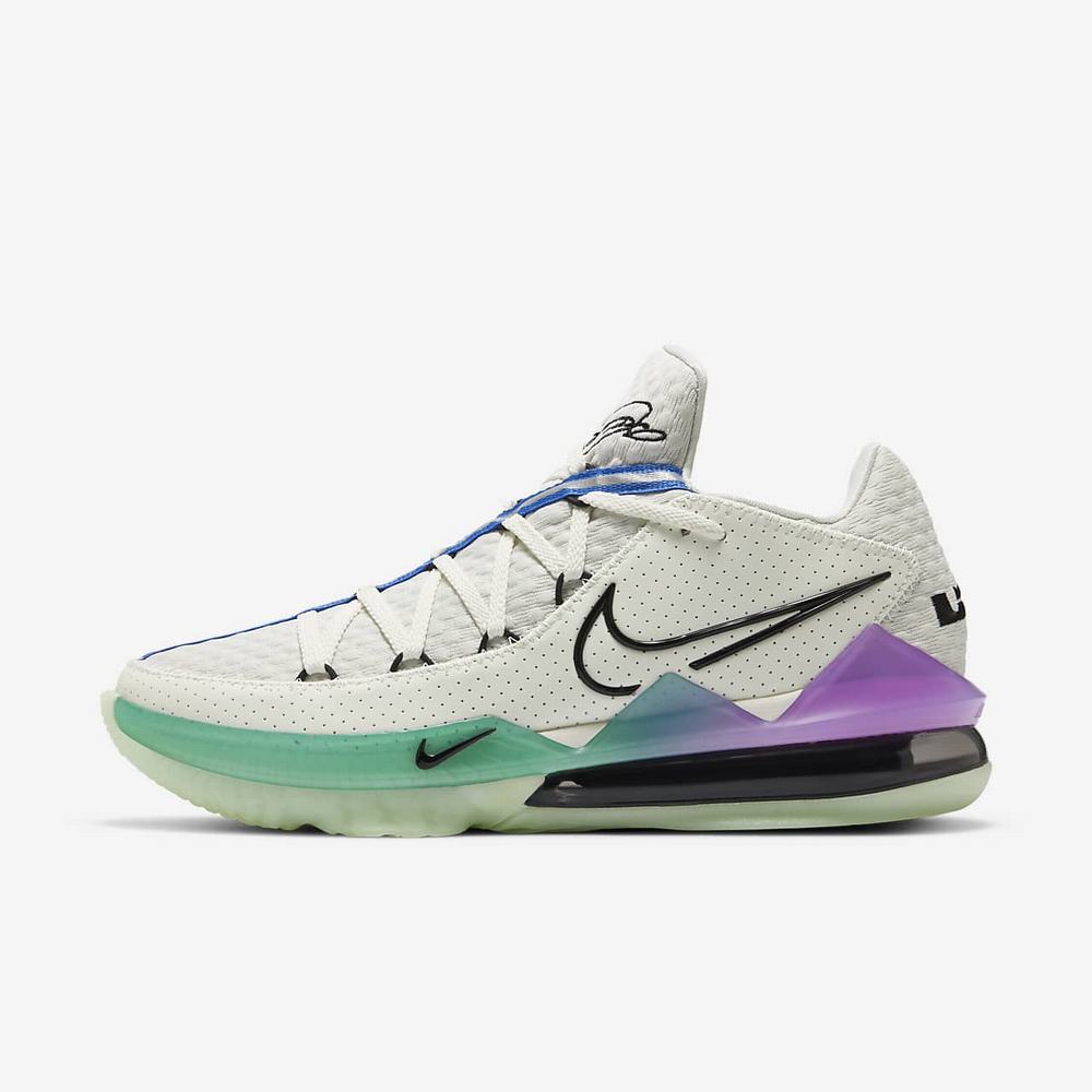 Chaussure De Basket Nike LeBron 17 Low Beige 1297-034 Spruce Aura/Racer Blue/Sail/Black Homme | IWN-20398018